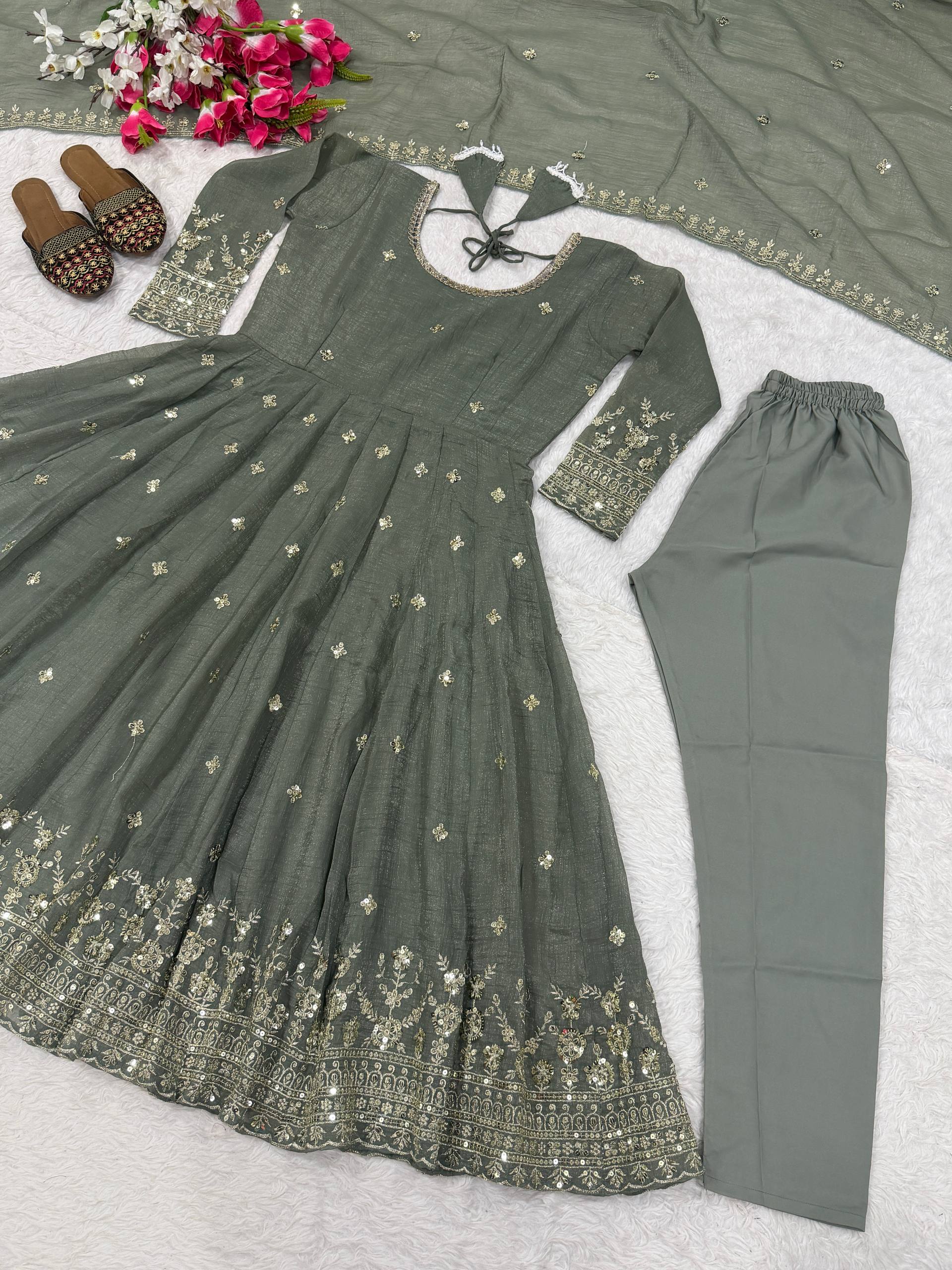 Deep Olive & Silver Heritage Couture